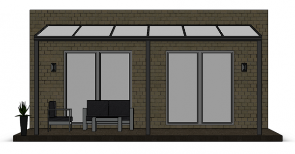 Überdachung mit 16 mm Polycarbonat, 6 x 4 m